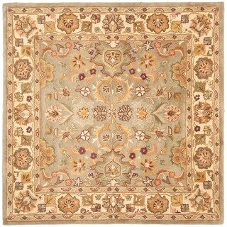 Handmade Heritage Oushak Light Green/Beige Wool Rug (8' Square)