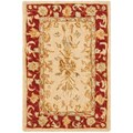 Handmade Mashad Ivory/ Red Wool Rug (2' x 3')
