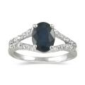 10k White Gold Sapphire and 1/5ct TDW Diamond Ring (I-J, I1-I2)