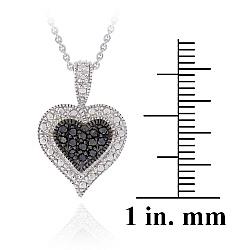 Sterling Silver 1/8ct TDW Black Diamond Heart Necklace