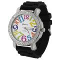 Geneva Women's 'Platnium' Large Round Face Silicone Watch