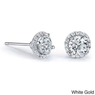 14k Gold 1/2ct TDW Diamond Halo Stud Earrings