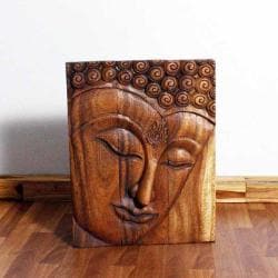 Great Prices Monkey Pod Wood Walnut Oil Ushnisha Buddha Panel (Thailand)