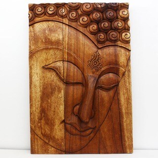For sale Monkey Pod Wood 20x30-inch Walnut Oil Ushnisha Buddha Panel (Thailand)