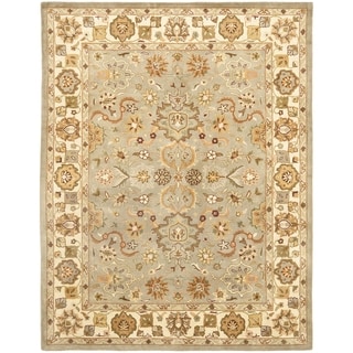 ( ._.) Handmade Heritage Oushak Light Green/Beige Wool Rug (12' x 18')