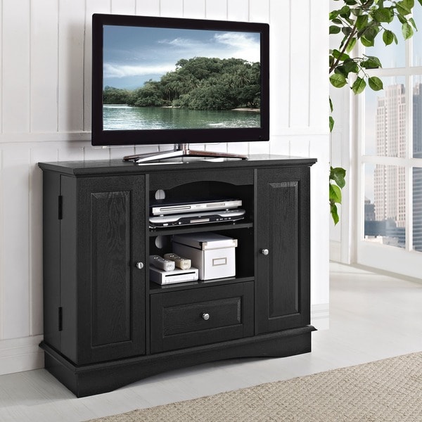 Black Highboy 42-inch Wood TV Stand