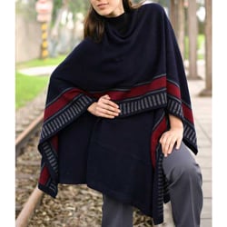 Alpaca Wool 'Nautical Navy' Ruana Cloak (Peru)