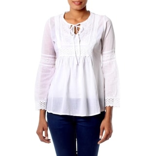 Women's Cotton 'Floral Clouds' Blouse (India)