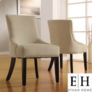 ETHAN HOME Westmont Sandstone Beige Velvet Decorative Nail-head Accent Chairs (Set of 2)