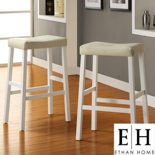 ETHAN HOME Nova White Saddle Cushioned Seat 29-inch Barstool (set of 2)