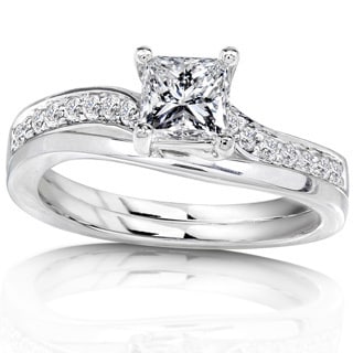 Annello 14k White Gold 3/4ct TDW Diamond Bridal Ring Set (H-I, I1-I2)