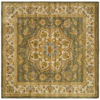 Handmade Heritage Taupe/ Ivory Wool Rug (6' Square)