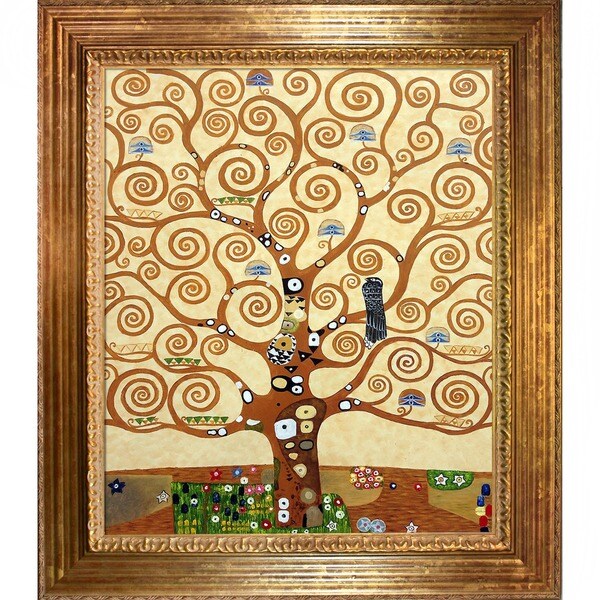 Gustav Klimt 'Tree Of Life' Hand-painted Framed Art Print - Overstock ...