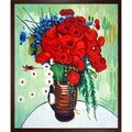 Van Gogh 'Vase with Daisies and Poppies' Hand-painted Framed Canvas Art