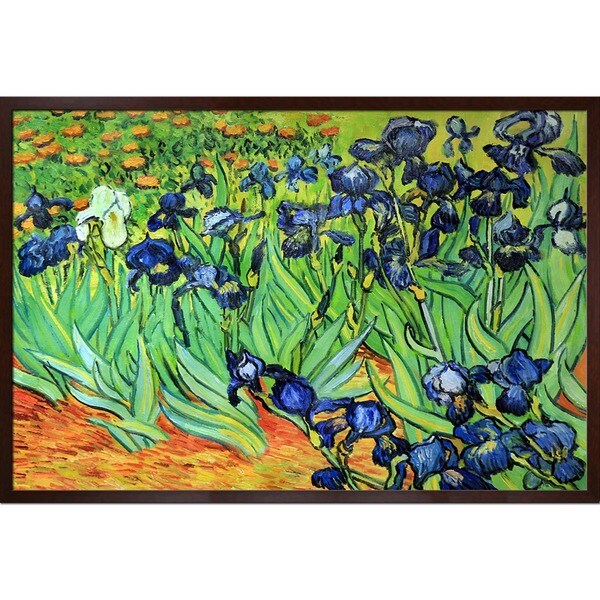 Van Gogh 'Irises' Handpainted Framed Art Print 13269664 Overstock