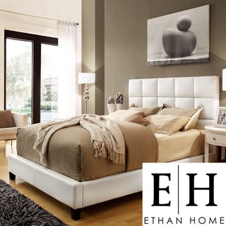 ETHAN HOME Sarajevo Queen-Sized White Faux Leather Bed