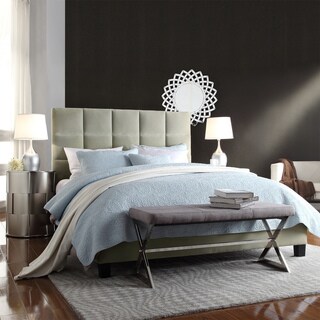 TRIBECCA HOME Sarajevo Queen-Sized Taupe Velvet Tufted Bed
