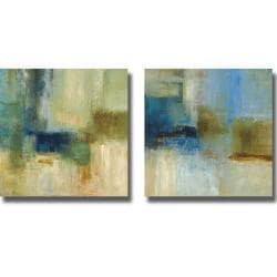 Cheap Simon Addyman 'Green and Blue Abstract' 2-piece Canvas Art Set