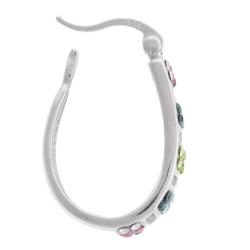 Sterling Silver Multi-colored Crystal Hoop Earrings