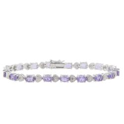 Sterling Silver Amethyst and Diamond Accent Heart Bracelet