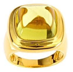 Dyach Gold over Silver Square-cut Lemon Quartz Ring