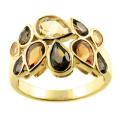 18k Yellow Gold over Silver Madera Citrine and Smokey Quartz Ring (Size 7)