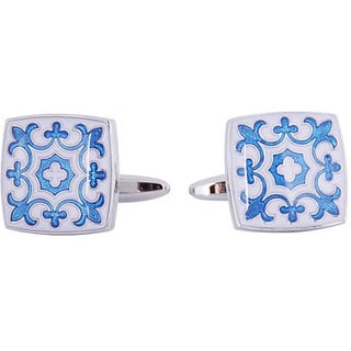 Cuff Daddy Blue and White Fleur de Lis Cuff Links