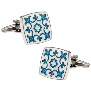 Cuff Daddy Blue and White Fleur de Lis Cuff Links