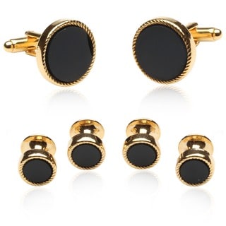Cuff Daddy 14k Yellow Overlay Black Onlyx 6-piece Cuff Link Set