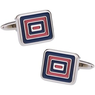 Cuff Daddy Silvertone Blue and Pink Enamel Cuff Links