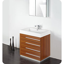 Compare Price Fresca Livello 30-inch Teak Bathroom Vanity and Medicine Cabinet