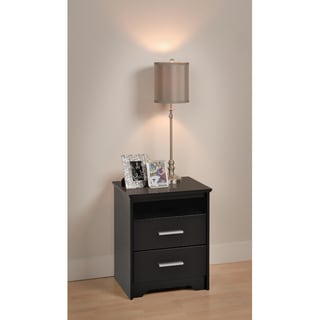 Yaletown 2-drawer Tall Black Night Stand