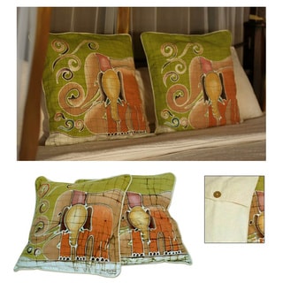 Set of Two Cotton Batik 'Father and Son' Cushion Covers (Thailand)