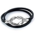 Steel Knot Double Wrap Leather Bracelet