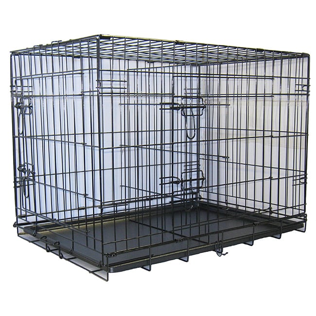 GoPetClub 42-inch 2-Door Metal Folding Dog Crate w/ Divider