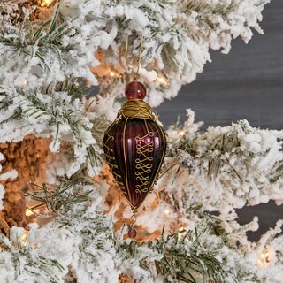 Purple Glass and Brass Kugel Christmas Ornament (India)