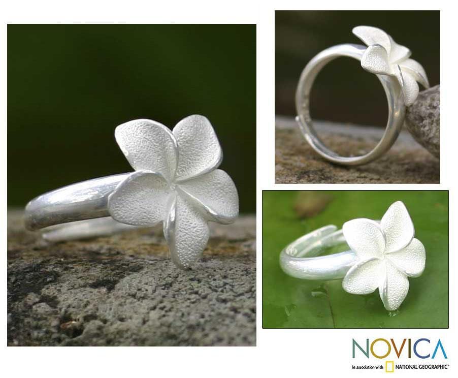 Sterling Silver 'Frangipani' Ring (Indonesia) 13323580 Overstock
