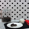 SomerTile 12x10.25-in Victorian Hex 1-in White/Black Dot Porcelain Mosaic Tile (Pack of 10)