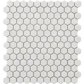 SomerTile 11x12-in Victorian Hex 1-in White Porcelain Mosaic Tile (Pack of 10)
