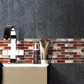 SomerTile 12x12-in Reflections Subway 5/8x2-in Bordeaux Glass/Stone Mosaic Tile (Pack of 10)
