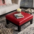 Safavieh Supreme Square Red Leather Ottoman