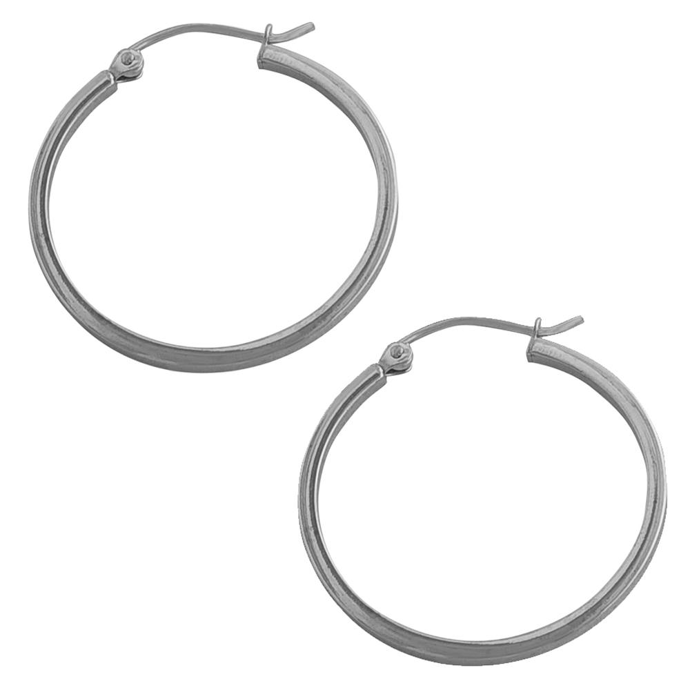 Fremada 14k White Gold Polished Flat Hoop 25mm Earrings 13334359