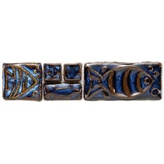 @@@ >  SomerTile 2x8-in Handmade Cobble Aquatica Cobalto Border Mosaic Tile (Pack of 6)