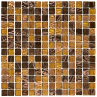 Buy Online SomerTile 12x12-in Cuivre 1-in Amber Translucent Glass Mosaic Tile (Case of 13)