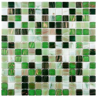 --->  SomerTile 12x12-in Cuivre 1-in Forest Translucent Glass Mosaic Tile (Case of 13)