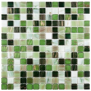 SomerTile 12x12-in Cuivre 1-in Forest Translucent Glass Mosaic Tile (Case of 13)