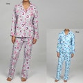 Leisureland Women's Space Monkey Flannel Pajamas Set