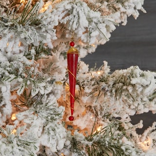 Glass and Brass Red Icicle Christmas Ornament (India)