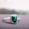 Miadora 10k White Gold Created Emerald and Diamond Accent Ring