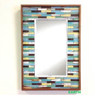 (>_<)  Recycled Wood Maha Jigsaw Framed Mirror (Thailand)